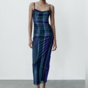 Zara Ruched Mesh Dress
